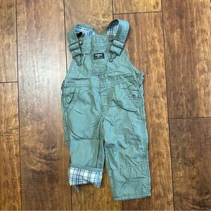 Oshkosh B’gosh green overalls with plaid 2T toddler boys NWOT
